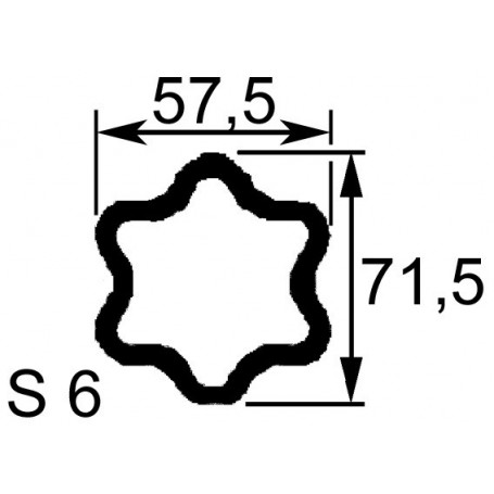 TUBE ETOLIE EXT S6 71,5X57,5x5 LG1400 PERCE D14