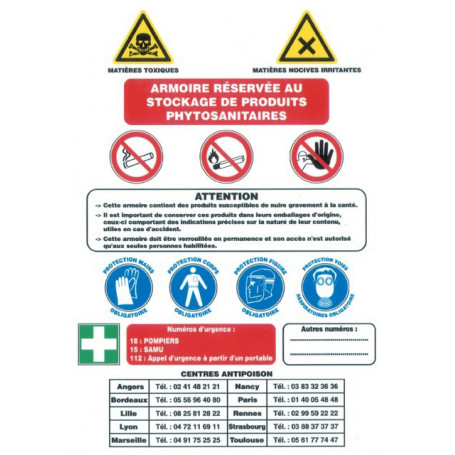 SIGNALETIQUE ARMOIRE PHYTOSANITAIRE 210X297  pièces remorque agricole