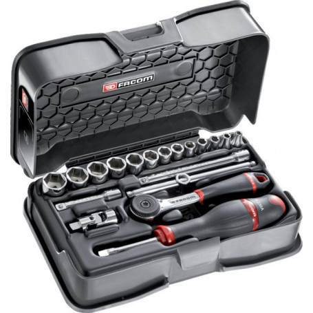 COFFRET CLIQUET DOUILLES 1/4 19 PIECES