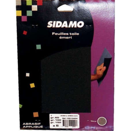 TOILE EMERI 230X280 GR.ASSORTIS PAR 5