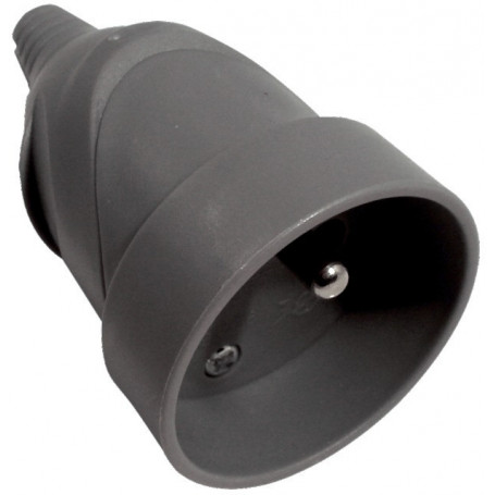 FICHE F 10/16A PLAST. GRIS 2P T SORTIE DROITE