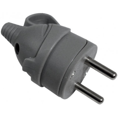 FICHE MALE ANNEAU ERGOT-16A 2P T- GRIS