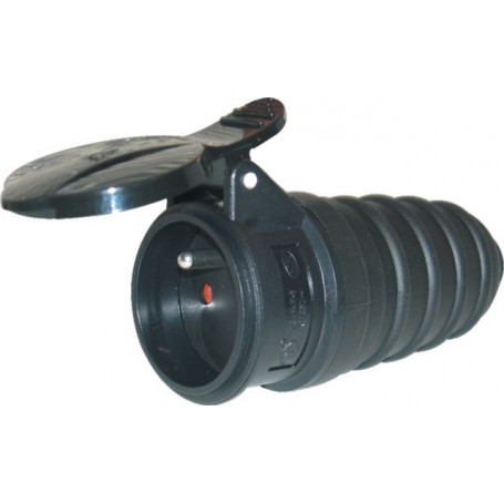 FICHE F 10/16A CAOUTCHOUC 2P T SORTIE DROITE