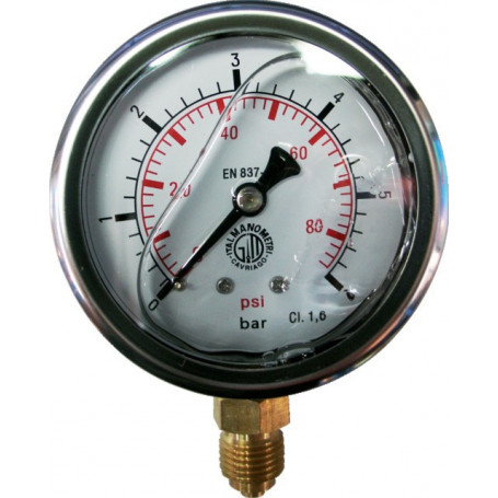 MANOMETRE GLYCERINE D63 M1/4 INOX 0-6 BARS