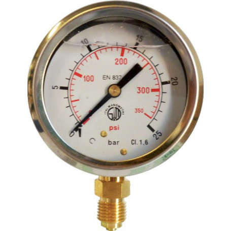 MANOMETRE GLYCERINE D63 M1/4 INOX 0-25 BARS