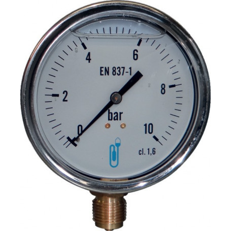 MANOMETRE GLYCERINE D100 M1/2 INOX 0-10 BARS