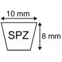 COURROIE TRAPEZOIDALE LISSE SPZ1650 - 10X8X1650
