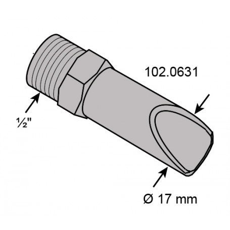 EMBOUT LAITON AVEC TUYAU INOX, (Ø 17 MM) POUR MOD. 304, 323