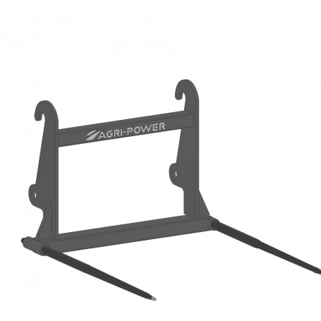 Pic botte frontal attelage Faucheux gris avec 2 dents Ø36 mm long. 1100 mm