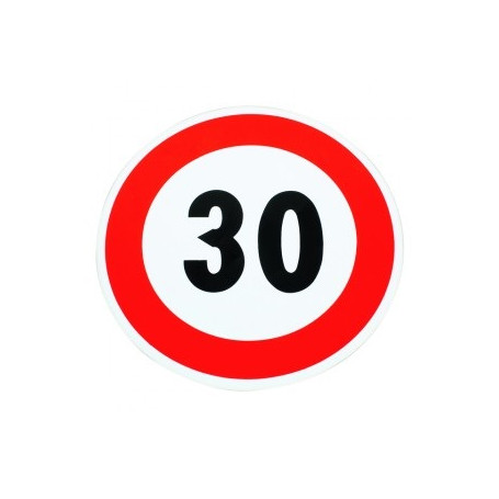 DISQUE ADHESIF 30KM/H BORD ROUGE