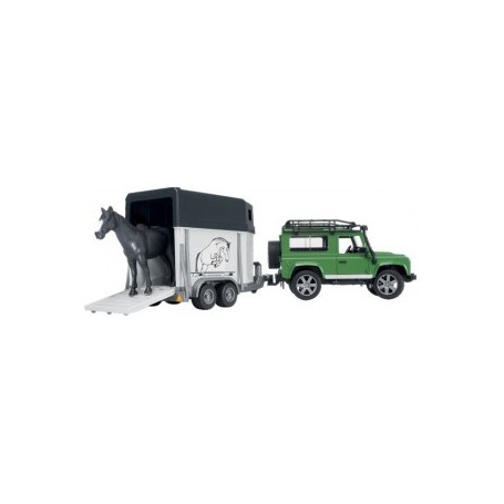 VOITURE LAND ROVER DEFENDER B.+VAN+CHEVAL BRUDER