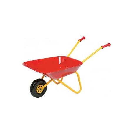 BROUETTE CAISSE EN METAL ROUGE ET JAUNE