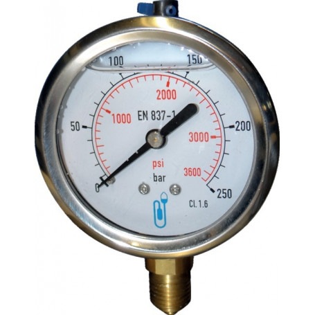 MANOMETRE GLYCERINE 63MM  250 BARS FILT. 1/4 RADIAL