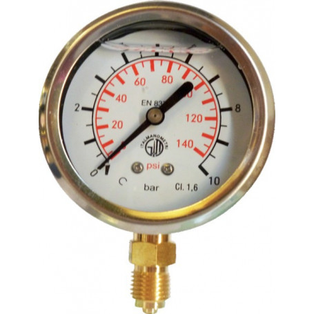 MANOMETRE INOX D 63 0/10 RADIAL M1/4 G