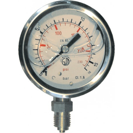 MANOMETRE INOX D 63 0/16 RADIAL M1/4 G