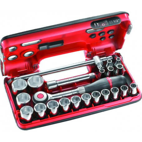 COFFRET CLIQUET ROTATIF DOUILL 1/2 6P-22PCS - S.360DBOX4PB