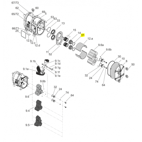Joint torique de grain tournant- 74x4 - NBR - Série CL/HCL