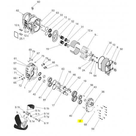 Flasque du corps de transmission + taraudage - FONTE 0.6025 - Série CL