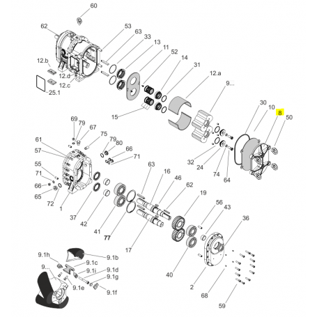 Flasque avant avec perçage pour PT100 - FONTE 0.7040 - Série CL/HCL