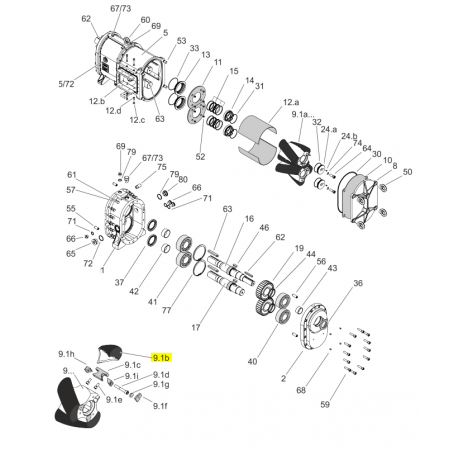 Embout de tri-lobe hélicoïdal droit - EPDM - Série EL1000