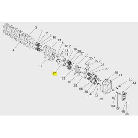 Entretoise gauche - D.125x300 - INOX 1.4301 - Powerfeed Twin