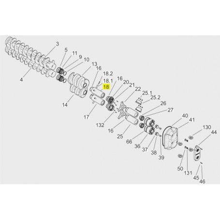 Entretoise droite - D.125x300 - INOX 1.4301 - Powerfeed Twin