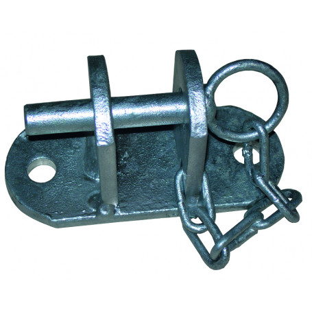 Chape galvanisée simple 2 trous avec axe et chainette