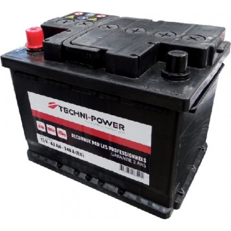 Batterie de démarrage Techni-Power 12V-62AH/540A borne + à gauche 