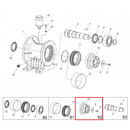 Kit rép disque bridé, support palier pour Helix Drive BAUER