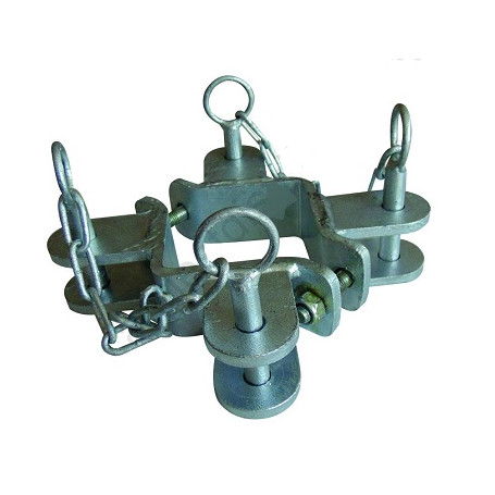 Bride galva quadruple pour poteau carré 100 mm
