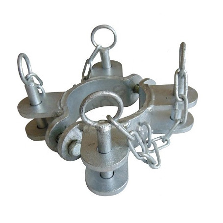 Bride galva quadruple pour poteau rond Ø102 mm