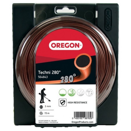 Fil nylon rond Techni 280° haute résistance Ø3mm OREGON pour débroussailleuse (coque dévidoir de 15M)
