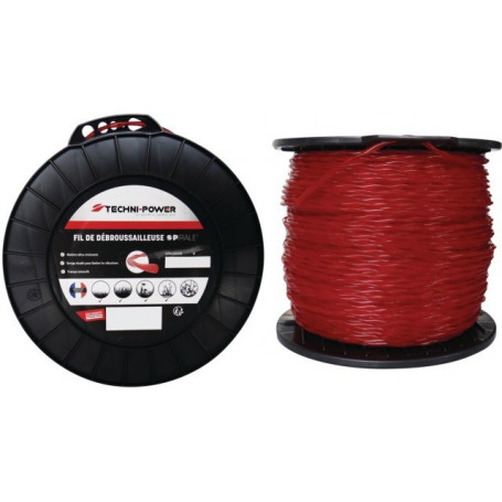Fil nylon spirale Ø3.5mm TECHNI-POWER pour débroussailleuse (bobine de 97M)