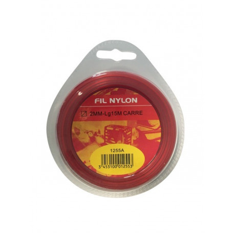 Fil nylon carré Ø2mm pour débroussailleuse (coque dévidoir de 15M)