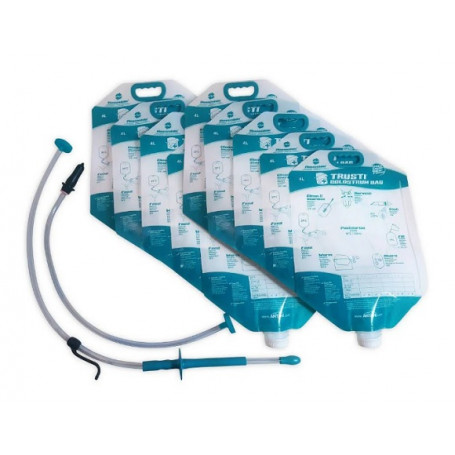 Poche à colostrum 4 litres pour veaux avec embout tétine et embout Trusti (Lot de 10)