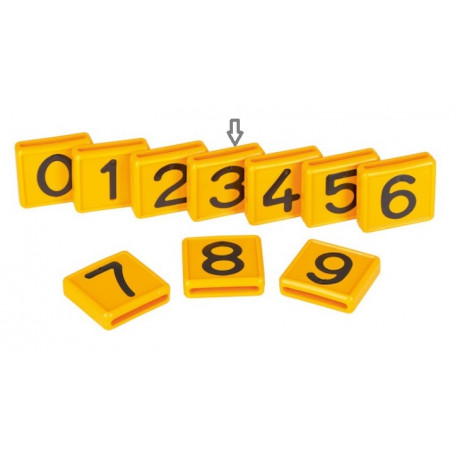 Plaquette plastique numéro "3" pour collier d'identification bovin