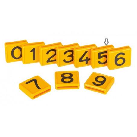 Plaquette plastique numéro "5" pour collier d'identification bovin