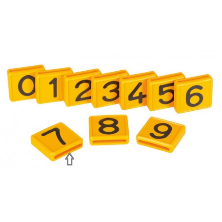 Plaquette plastique numéro "7" pour collier d'identification bovin