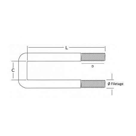 Bride Ø18 Carré 80 A230 M18X150B60 avec écrous | Pièces essieux ag...