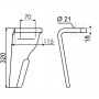 Dent de herse gauche 110X18 forgée pliée RH125 type LEMKEN 3377013 / 3377033