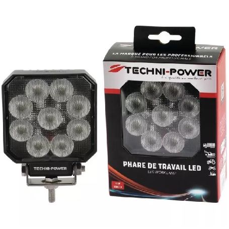 PHARE LED CARRE 12/24V 15W 1500 LUMENS TECHNI-POWER