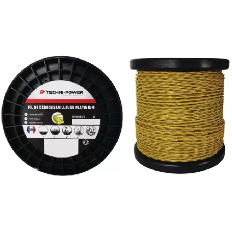 FIL DE DEBROUSSAILLEUSE TORSADE PLATINIUM Ø 3 MM / 70 M TECHNI-POWER