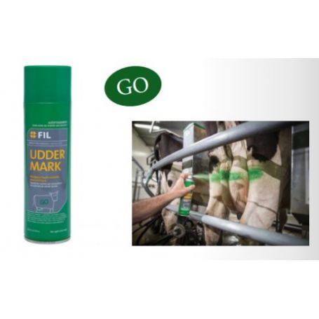 Marqueur aérosol vert GO 500ml UDDER MARK période retrait de lait pour bovin
