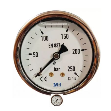MANOMETRE 63MM 250BAR ARRIERE 1/4 "