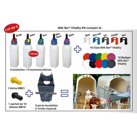KIT COMPLET 5 BIBERONS DE 4L+ACCESSOIRES MILK BAR VITALITY VEAU