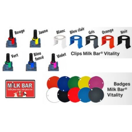 CLIPS ET BADGES BLANC POUR BIBERON MILK BAR VITALITY VEAU