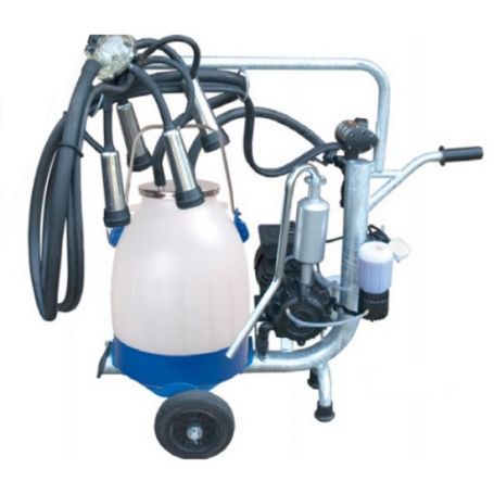 CHARIOT DE TRAITE MOBILE 30L POMPE HUILEE POT PLASTIQUE POUR VACHE