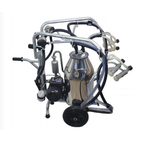 CHARIOT DE TRAITE MOBILE 40L POMPE HUILEE POT INOX POUR CHEVRE / BREBIS