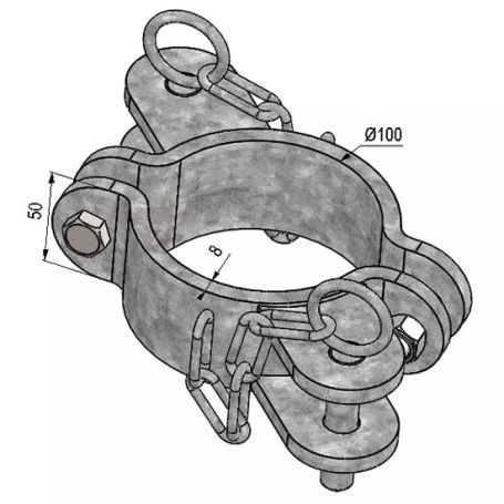 BRIDE DOUBLE EN LIGNE POUR POTEAU ROND Ø102