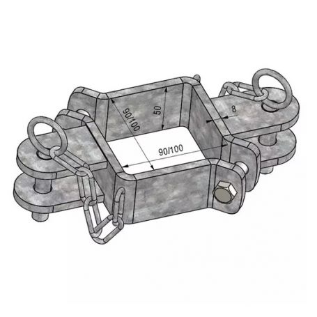 BRIDE DOUBLE EN LIGNE POUR POTEAU CARRE 100
